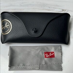 Empty black Ray-Ban Case with Gray Ray-ban microfiber Cloth